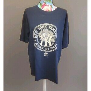 Vintage New York Yankees Shirt Mens XL Blue White MLB Baseball 2003 Logo